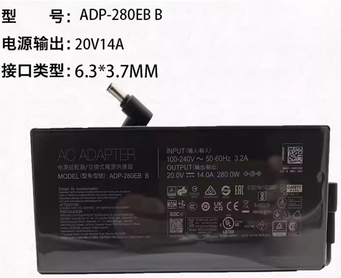JULUCA 280W 20V 14A ADP-280EB B 6.0*3.7mm 電源 ACアダプター
